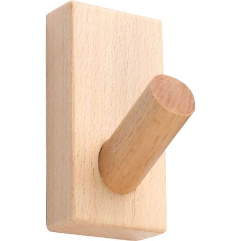 Crochet porte-serviettes bois – naturel – muraux – vêtements / salle bain / cuisine / chambre / garage – 3.1x1.5x1.4 pouces