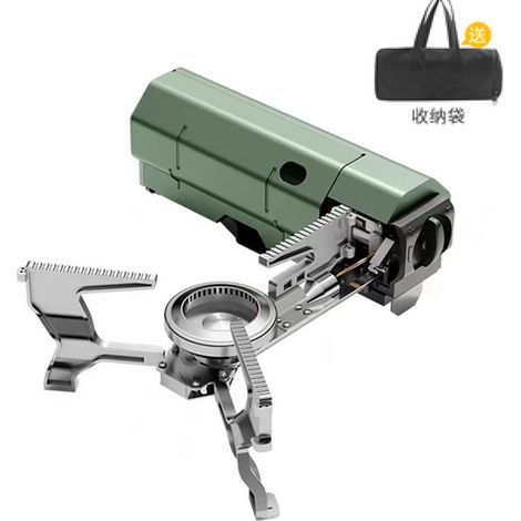 Campingkocher, Faltbarer Camping-Gaskocher, Tragbarer Outdoor-Gaskocher mit Piezozündung, mit Faltbarer Aluminium-Windschutzscheibe, Verwendet für Camping (1/5)
