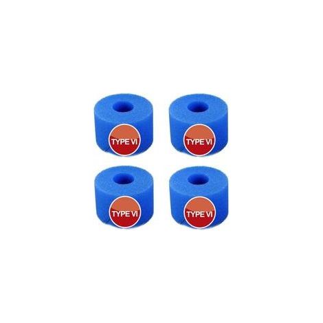 Lot de 4 éponges filtrantes pour filtre de piscine pour Intex type VI - Réutilisables - Éponge très élastique - Pour nettoyage de piscine (1/5)