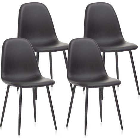 Set 4 Sedie 44x50x85 cm in Similpelle Nero (1/5)