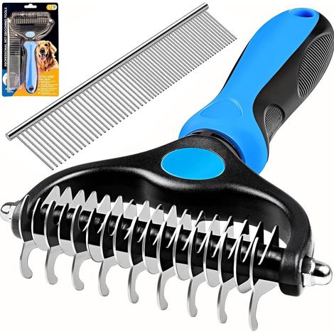 Râteau Sous-Poil pour Chien - Brosse Double Face Démêlante - Anti-Nœuds et Poils Morts
