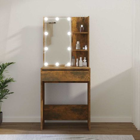 vidaXL Tocador con LED color roble ahumado 60x40x140 cm (1/5)