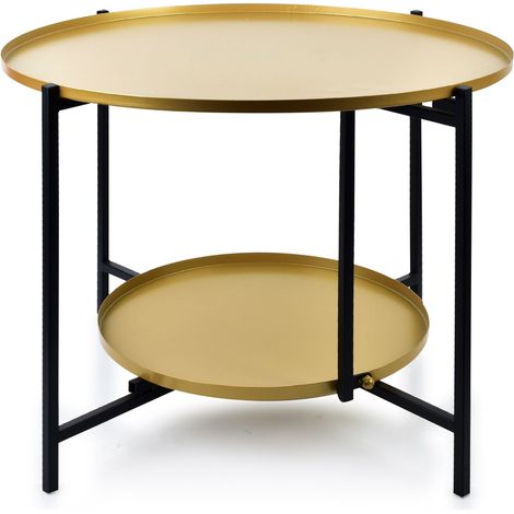Tavolino Lucas nero e oro 60,5 cm di diametro
