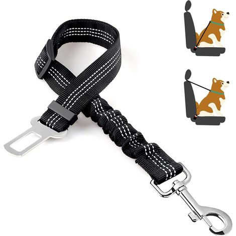 Ceinture de sécurité réglable pour animaux, Noir (1/5)