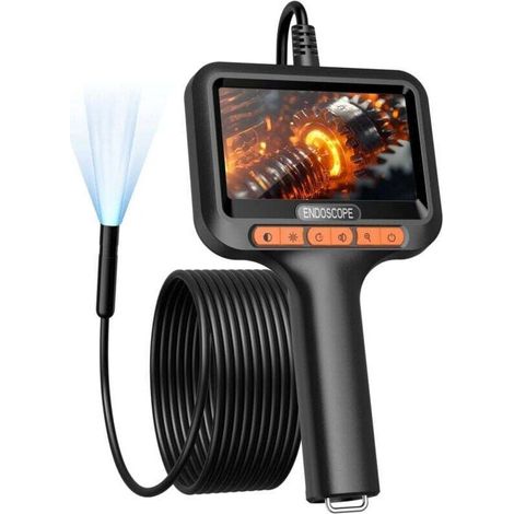 Camera Endoscopique 10m avec Écran et Lumière, 1920p HD Camera Canalisation avec Écran IPS 4,3 Pouces et 8 LED Réglables, IP67 Camera Inspection, 8mm Endoscope Câble Semi-Rigide No App No WiFi (1/5)