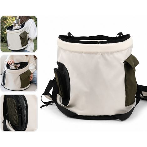 Sac a Dos Transporteur pour Chat Respirant Polyester Beige Creme 36 x 35 x 20 cm (1/5)