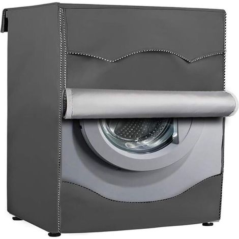 Housse extérieure pour machine à laver, polyester 420D, anti-poussière, résistante au soleil et à la pluie (gris, moyen) (1/4)