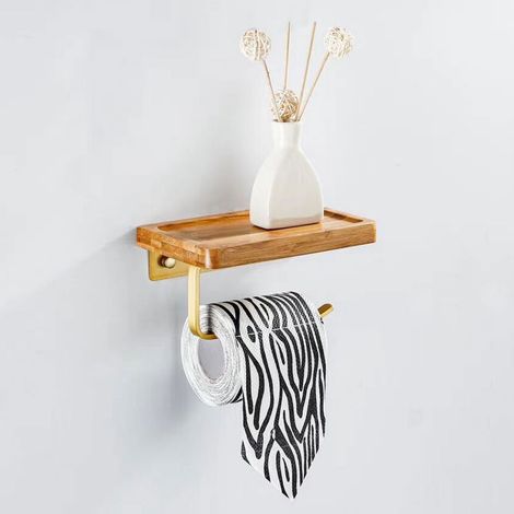 Porte-serviettes mural organiseur de rouleaux de hygiénique avec étagère accessoires de cuisine et de salle de bain Papier (1/5)