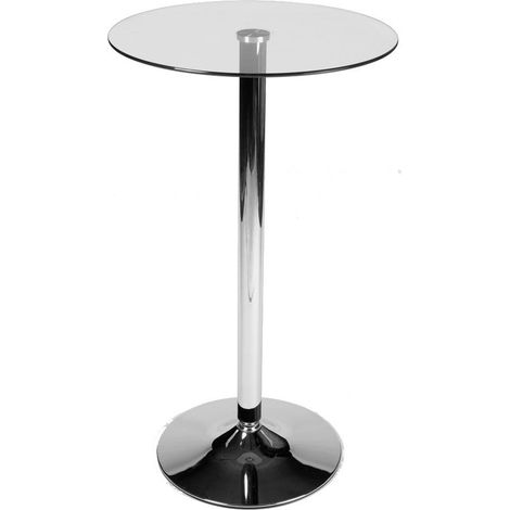 Tavolo alto rotondo Ø 60 cm con piano in vetro e gambe in metallo 100000537