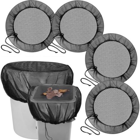 4 Pcs Filet pour Citerne De Pluie, Filet de Protection Reserve Eau, 95cm Housse pour Tonneau de Pluie avec Cordon, Protection Contre Les Moustiques et Les Feuilles (1/5)