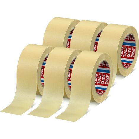 4323 Basic Ruban de Masquage pour Peintre en Lot de 6 - Bande Adhésive Élastique pour tous Travaux de Peinture Courants - Beige Clair - 6 Rouleaux de 50 m x 50 mm Chacun (1/2)