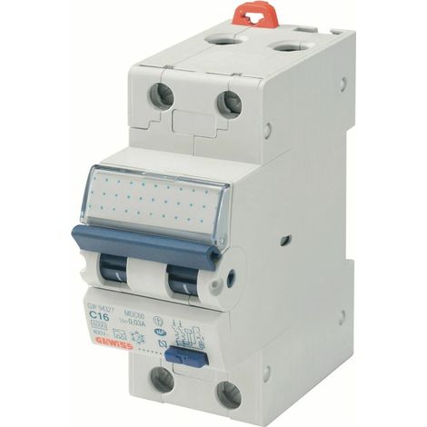 Gewiss INTERRUPTOR AUTOMÁTICO DIFERENCIAL KOMPACT - MDC 60 - 1P+N CARACTERÍSTICA B 16A TIPO A Idn=0,03A - 2 TE, GW95107