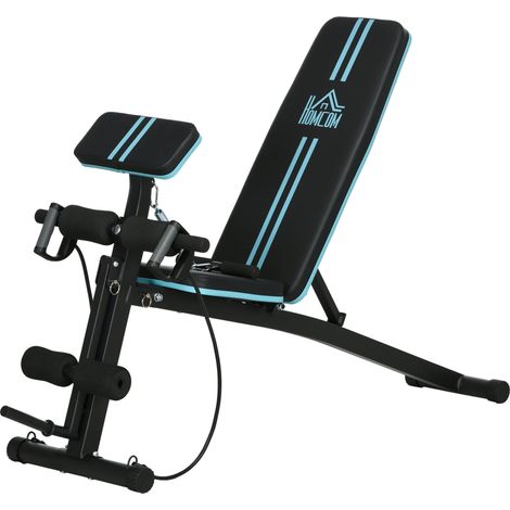 Banc de musculation pliable inclinable 54 x 160 x 106 cm réglable pieds antidérapants moderne tendance en acier noir (1/5)