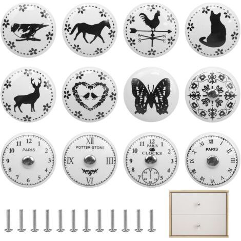 Bouton de Tiroir Ceramique Meuble Porcelaine Vintage, Boutons de Meubles pour Placards de Cuisine, Poignée D'armoire de Cuisine, Boutons pour Armoires et Tiroirs (12) (1/5)