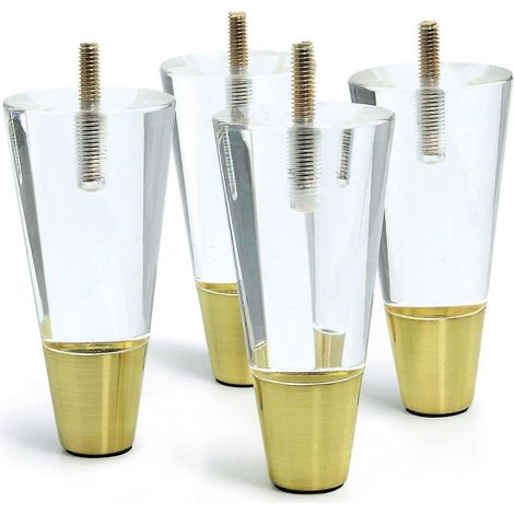 Pieds de meubles de rechange en acrylique transparent, style 1, pour armoires et meubles. Ensemble de 4 pieds coniques transparents (7,8 pouces x 4,7 pouces). (1/5)