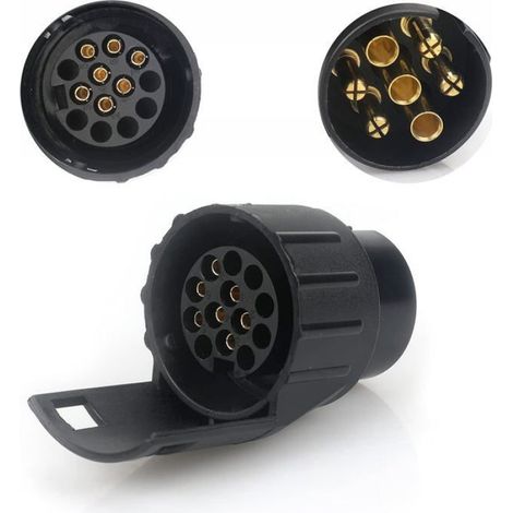 7/13 Adaptateur Prise Remorque 7 vers 13 Broches Connecteur Fiche Attelage 7 Pole a 13 Pin pour Remorque de Voiture,Tracteur (1/4)