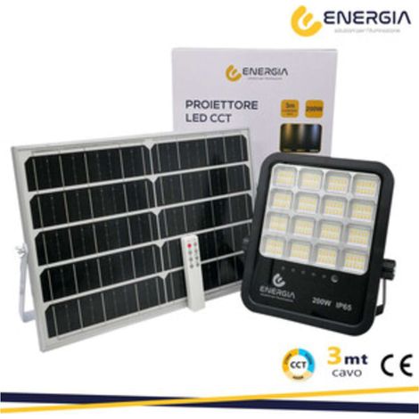 FARO CON PANNELLO SOLARE 200W 2200LM CCT TELECOM.