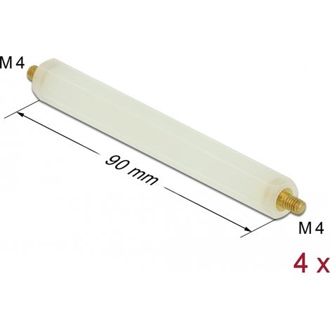 Delock Separador M4 x M4, hexagonal, exterior / exterior, 90 mm natural 4 piezas