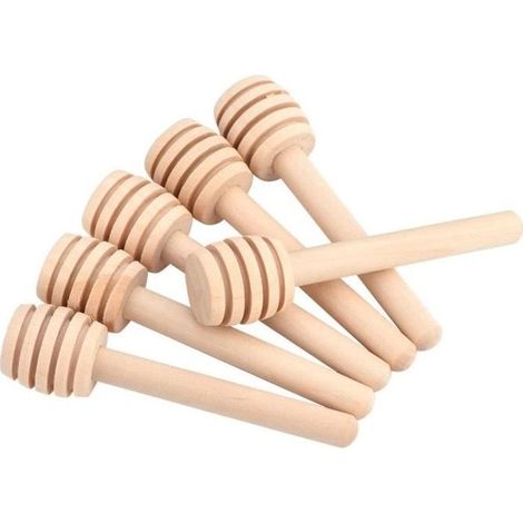50Pcs Cuillères à Miel Baton en Bois Naturel Mélangeur Portable Confiture Miel Distribution Pot Collection (8cm) (1/2)