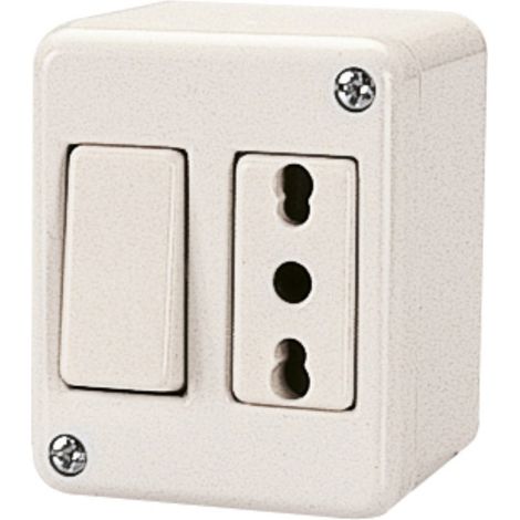 DEVIATORE + PRESA BIVALENTE PARETE IP20