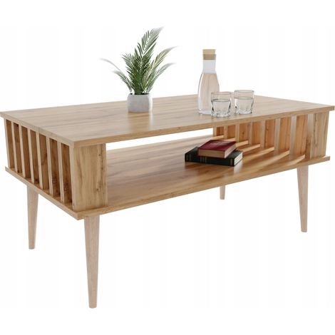 Table basse Lamella pour le salon, table basse Wotan en chêne (1/5)