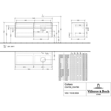Villeroy & Boch C047B0AH WTUS Collaro C047B0 1400x548x500mm m.