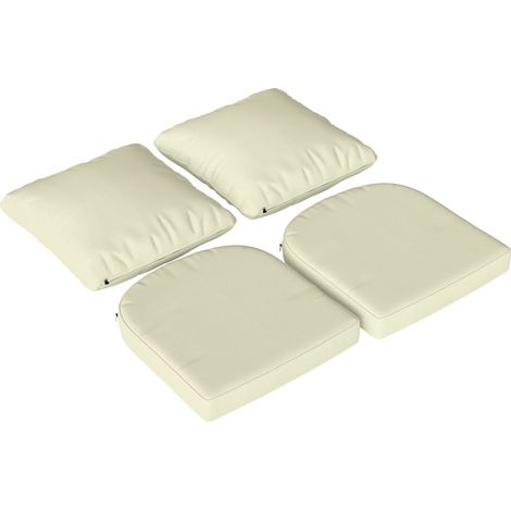 Ensemble de 2 coussins d'assise avec dossier, coussin d'assise et de dossier extérieur et intérieur, crème