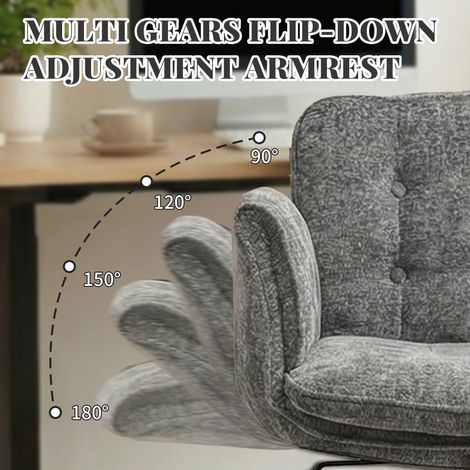 Chaise de bureau pivotante HOMVRA avec accoudoirs réglables et roulettes, capacité 150 kg, gris foncé (1/5)