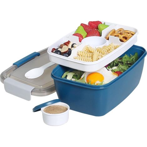Salatbox 2L mit 5 Fächern, auslaufsicher, BPA-frei, blau (1/5)