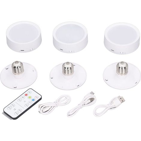 Faretto LED, 3 pezzi, 4 colori, dimmerabile, a batteria, con pulsante di controllo remoto, attacco E26 (1/5)