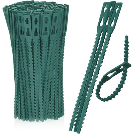 (13 cm) 200x Fascette in plastica verde per stabilizzare le piante, clip per piante, fascette di supporto per piante (1/4)