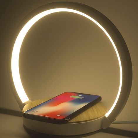 Nachttischlampe mit kabellosem Ladegerät für Schlafzimmer 10 W, Touch-Nachtlicht mit 3 Helligkeitsstufen (1/5)