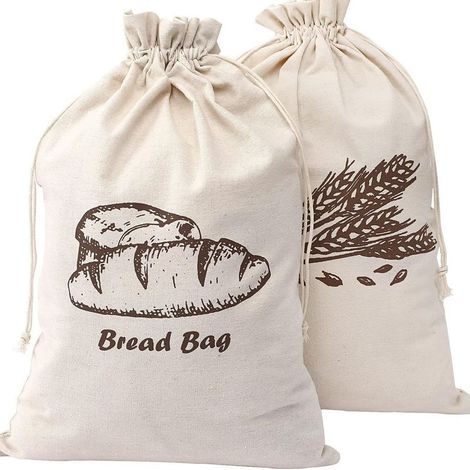 Sacs À Pain - Coton Naturel Respirant - Pour Pain Maison Et Aliments Frais - 45 X 30 Cm - Beige - 2 Pièces (1/5)
