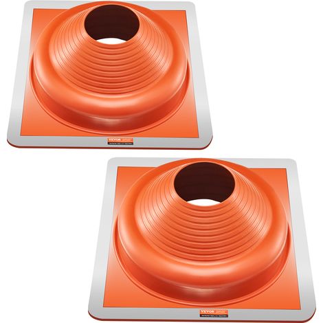 VEVOR Solin de Toit pour Tuyaux 170-355 mm Etancheite Toiture Flexible Silicone, Lot de 2, Base Carree en Metal, Haute Temperature -74℃-225℃, pour Cheminee, Poele a Bois, Tuyaux deAeration Exterieur
