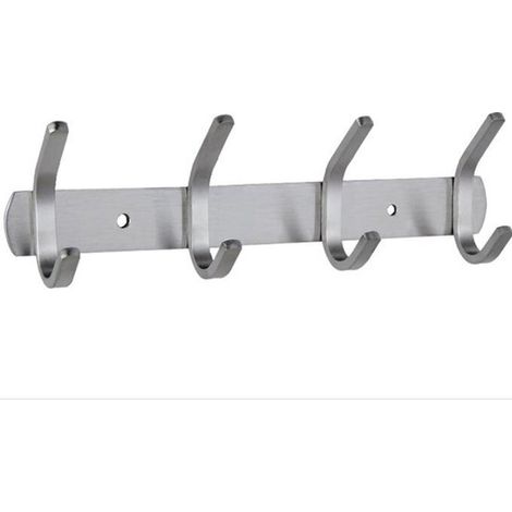 Ganchos para abrigos, 6 ganchos de acero inoxidable, Barra para colgar ropa, Ganchos para ropa, perchero, Plateado, Ganchos para abrigos, 40,5 cm (1/5)