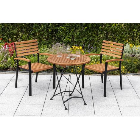 Schlossgarten Set 3tlg 2 Sessel Klapptisch Ø 70cm