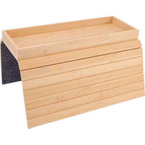Soavoa Plateau Accoudoir Canapé Pliable Bambou Naturel Antidérapant Pour Télécommande Boissons Collations Maison 1 Pièce (1/3)