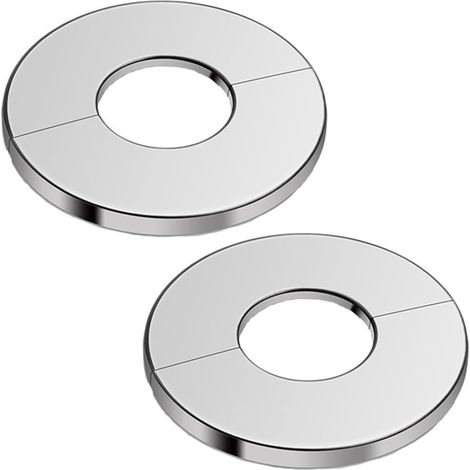 Set di 2 collari di finitura a parete scanalati (24 mm / 0,94 pollici), rosetta rotonda in acciaio inox per tubo dell'acqua, argento (1/5)