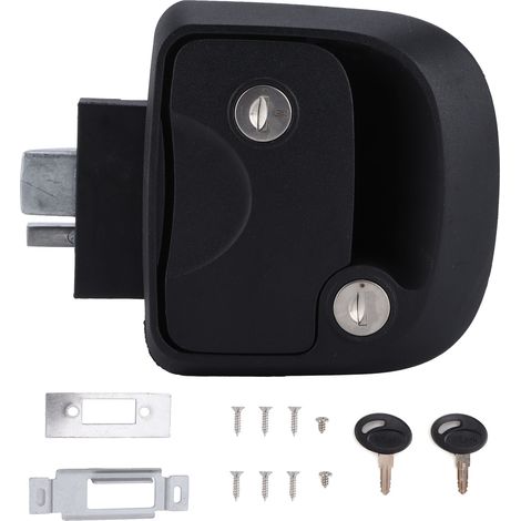 Serrure de porte pour camping-car en alliage de zinc noir avec 2 clés - Parfait pour véhicules spacieux (1/5)