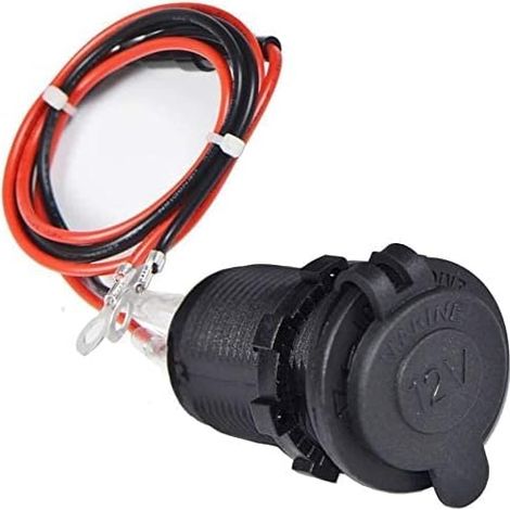 Enchufe para encendedor de cigarrillos de coche de 12 V con fusible y cable de 60 cm, enchufe impermeable para camión, barco, motocicleta, quad (1 unidad) (1/4)