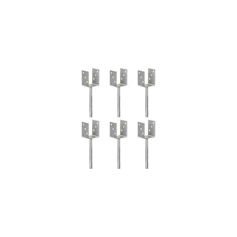 Pfostenhalterungen, 6er-Set, silber, 8×6×30 cm, verzinkter Stahl - Crezuo