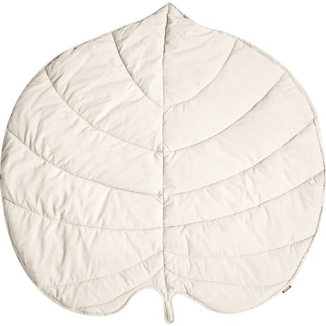 Alfombra de juegos infantil moderna con forma de hoja funda de algodón acolchado 110 x 110 cm accesorio habitación infantil blanco crema Eolia (1/5)