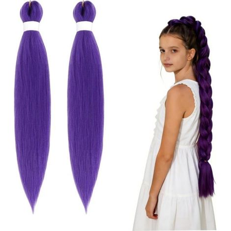 Extension Cheveux Violet 30 Pouces Synthétique, Rajout Tresses pour Cosplay Halloween Noël Aucunely