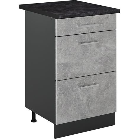 Mobiletto base per cucina R-Line, Calcestruzzo/Antracite, 50 cm piano di lavoro Antracite, Vicco (1/5)