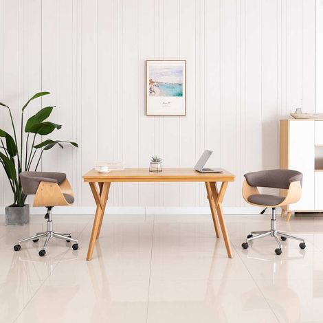 vidaXL Chaise pivotante à manger Taupe Bois courbé et tissu (1/5)