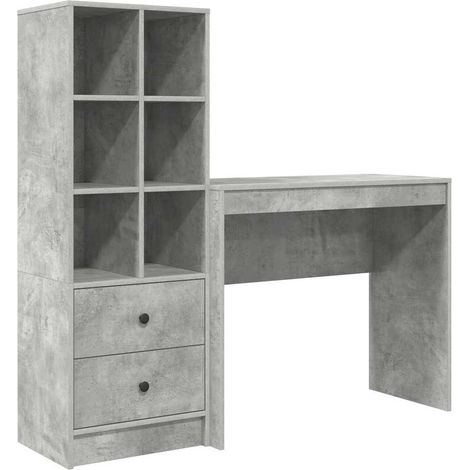 Escritorio con almacenamiento con cajón 2 pcs Gris Concreto