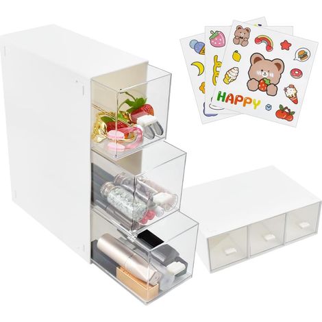 Rectangular Plastic 3-Drawer Tea Storage Box for Coffee, Jewelry, Office and Kitchen (1/5)