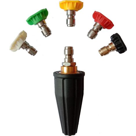 Turbo Nozzle - 0° 15° 25° 40° Rotary Jet Nozzle Set - For High-Pressure Washer Wand - 1/4 Inch Quick Connect - 5 Pieces (1/5)