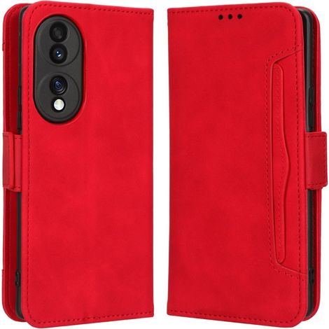 Custodia a libro per Honor 70 5G, con scomparto per carte, rossa (1/5)