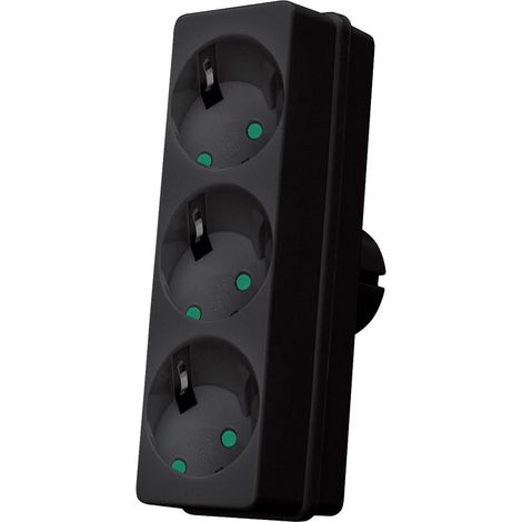 Ladrón adaptador DUOLEC directo pared 3 vías color negro - (1/2)